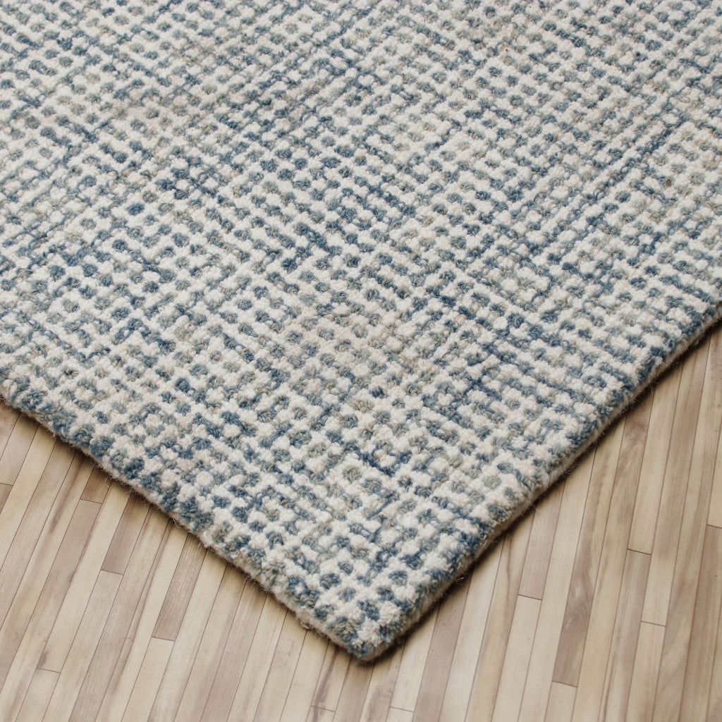 Handmade Blue and Ivory Wool Area Rug - Cozy, Stylish for Neutral Home Decor