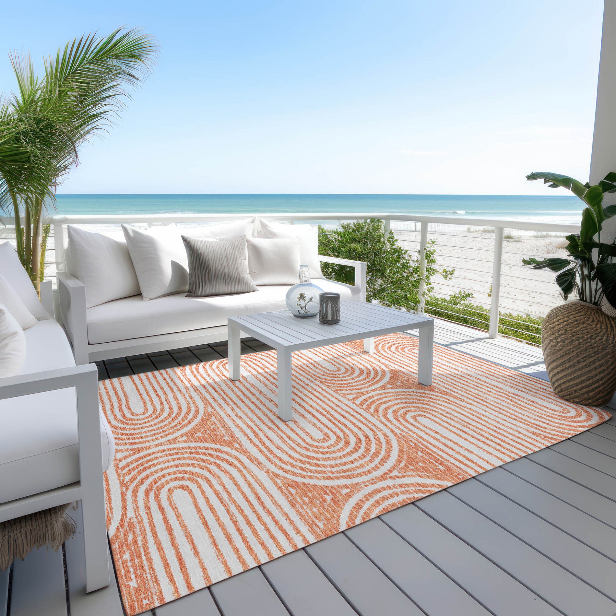 Modern Washable, Stain-Resistant & Non-Skid Abstract Indoor-Outdoor Runner Rug