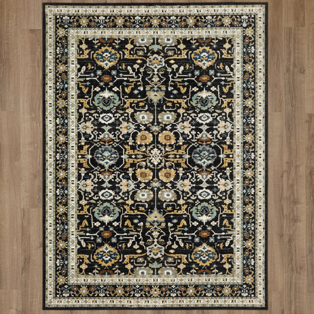 Zephyr Traditional Machine - Woven Triexta Floral Ornamental Area Rug: Luxurious, Stain - Resistant, and Effortless to Maintain
