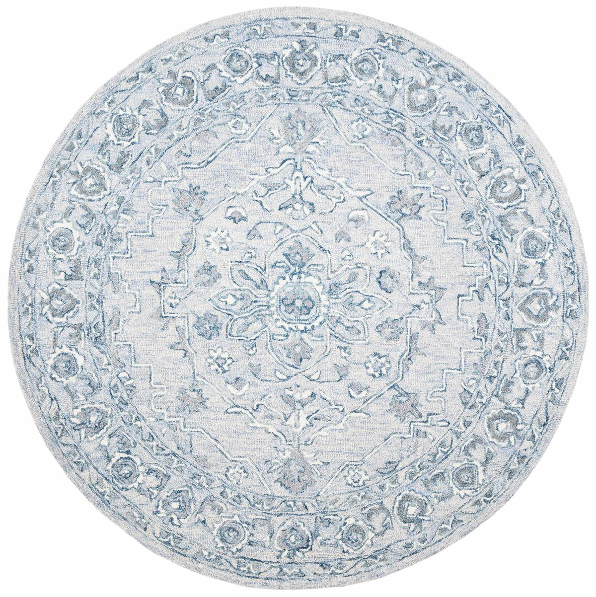 Luxurious 7mm Pile Hand-Woven Wool & Cotton Traditional Rug from India with Elegant Design