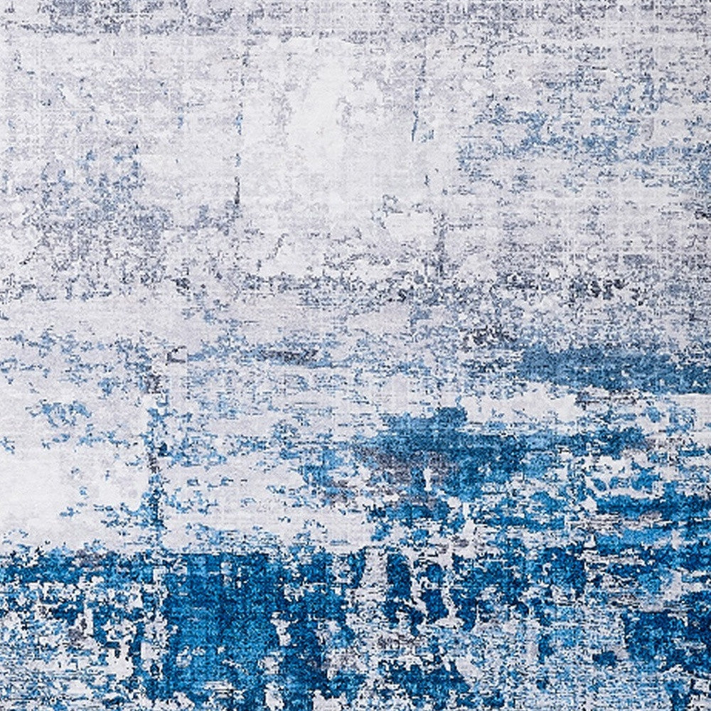 Stylish Washable and Non - Skid Gray and Blue Abstract Printed Polyester Area Rug for Home Decor