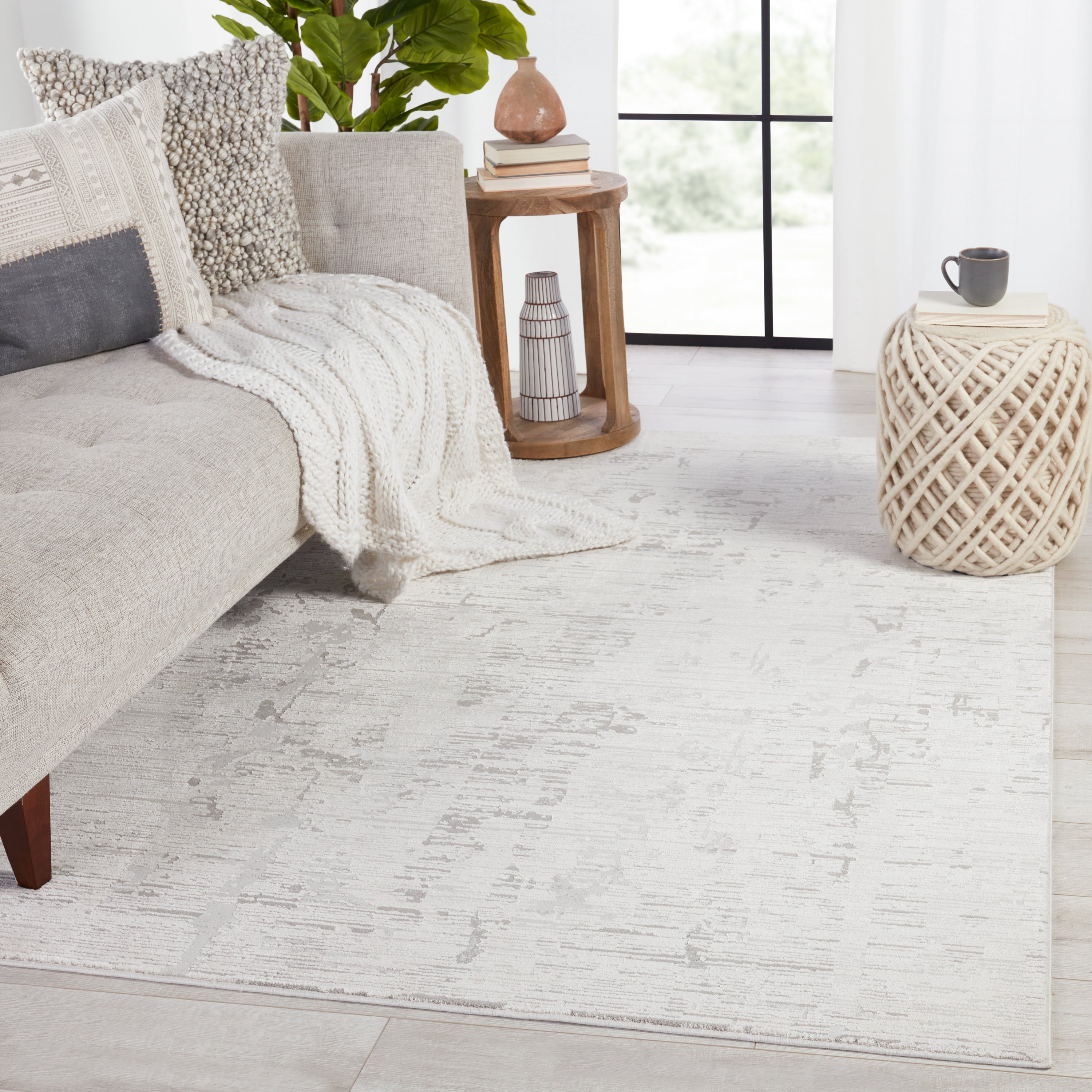 Jovie Modern Abstract Area Rug - Luxury Power Loomed with High-Low Texture in Gray & Ivory