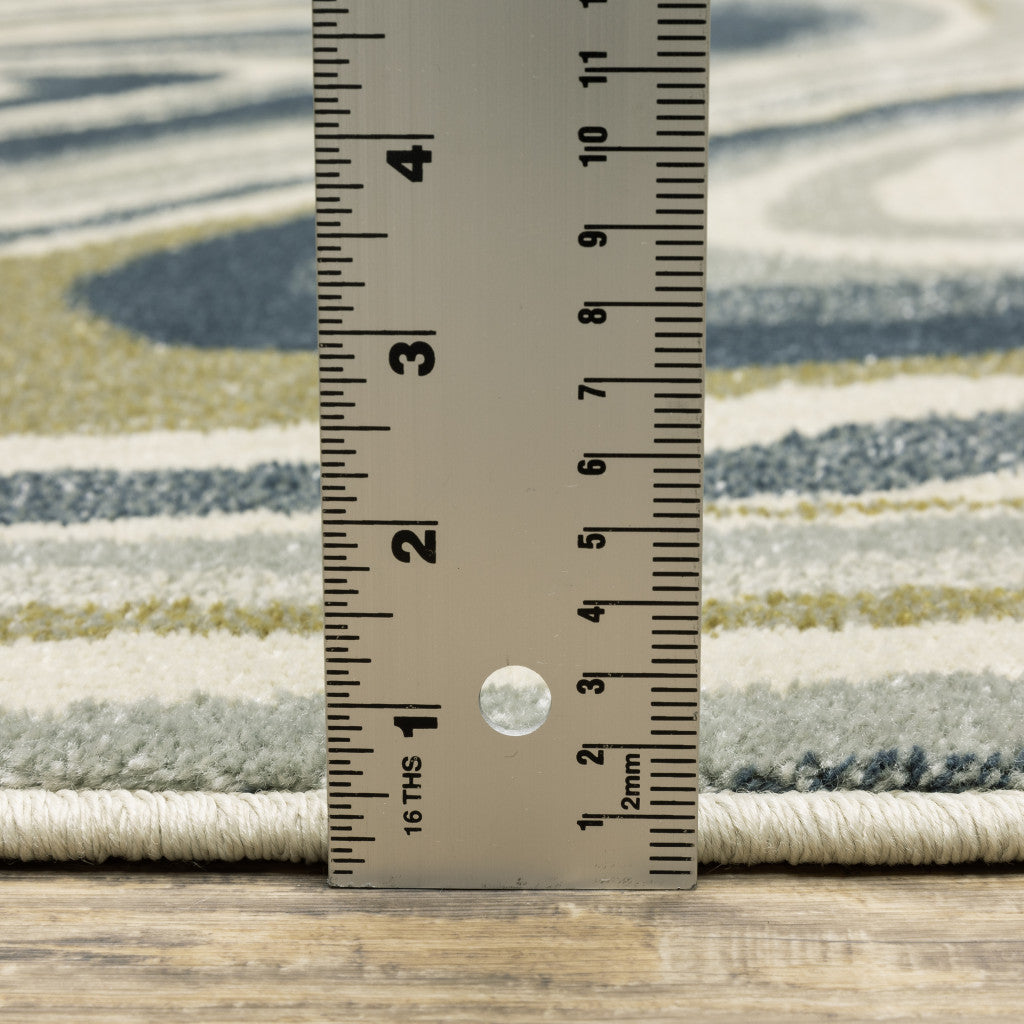 Stain-Resistant Ivory, Blue & Beige Abstract Area Rug for Stylish Interiors