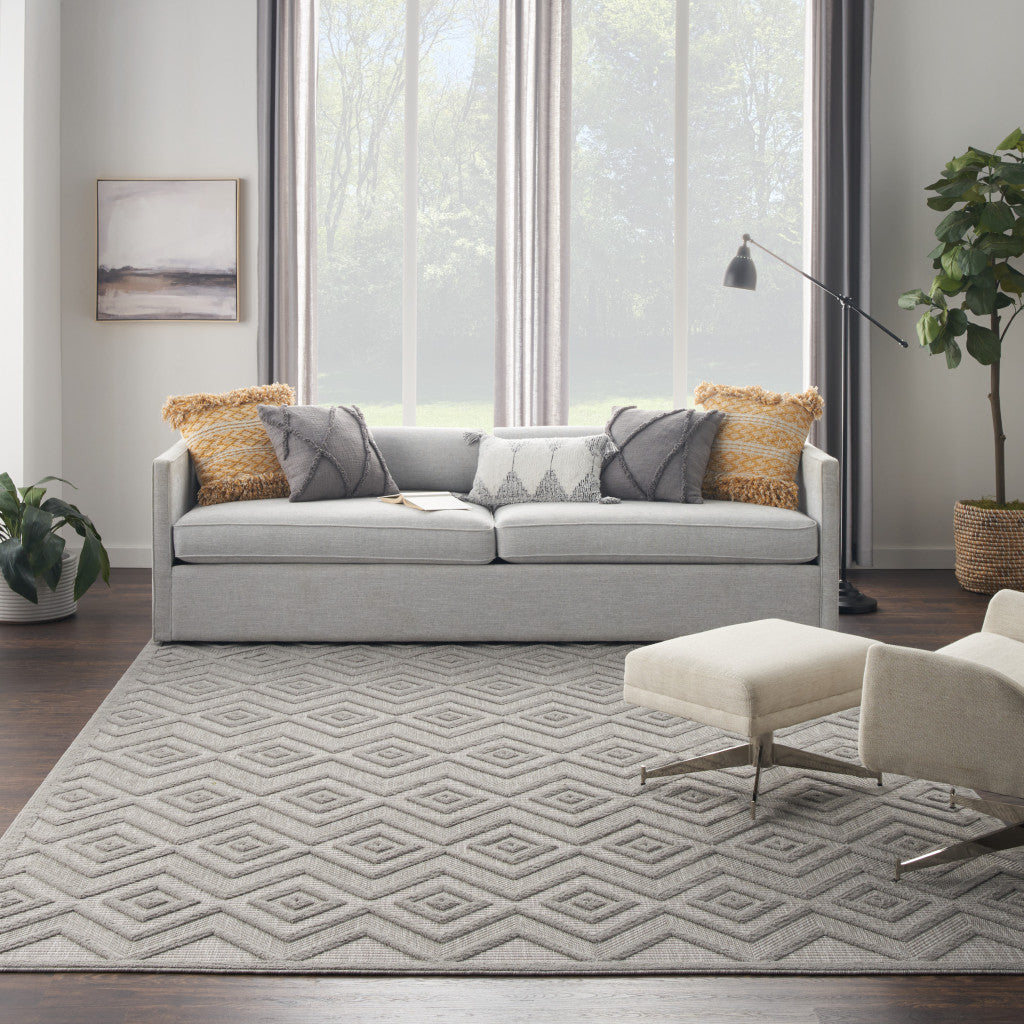 Stylish 7' x 10' Gray Geometric Flatweave Area Rug for Modern Homes