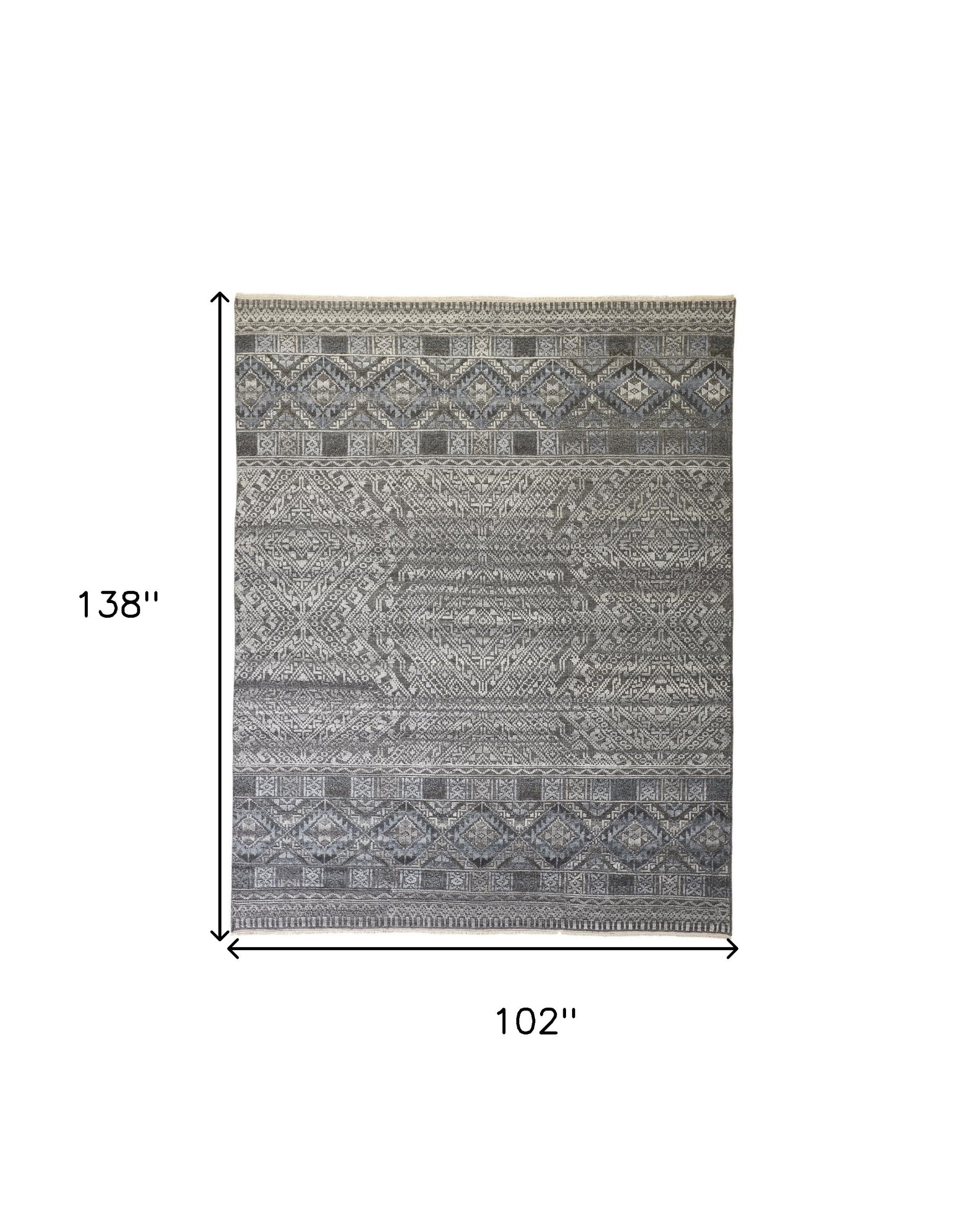 Soft-Color Hand-Knotted Geometric Area Rug for Elegant Home Decor