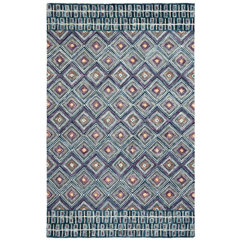 Exquisite Hand-Tufted Wool Area Rug with Elegant Rectangle Design from India, Boasting a Soft 0.39-Inch Pile Height and a Sumptuous Feel