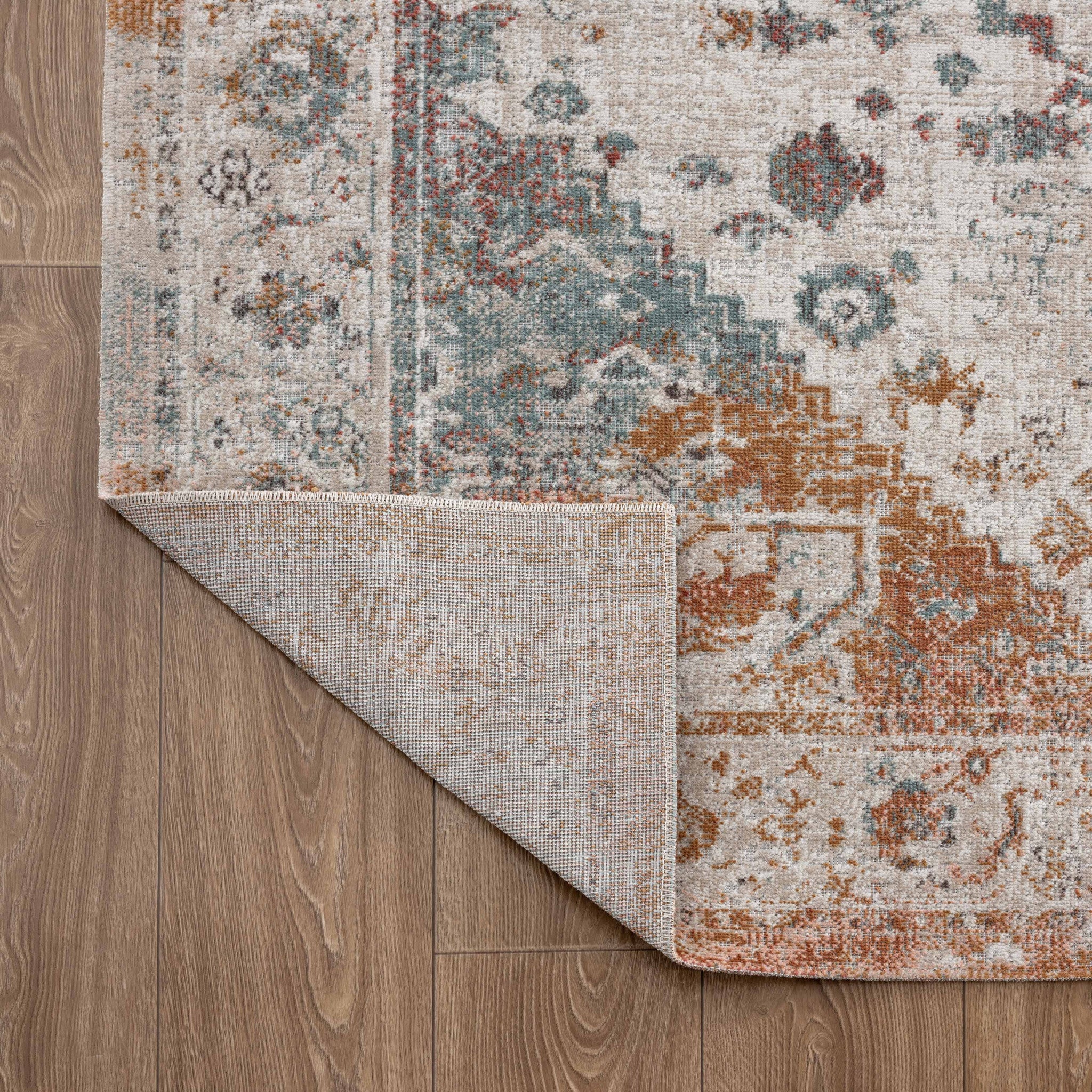8' x 10' Beige Abstract and Stain-Resistant Area Rug for Indoor and Outdoor Use