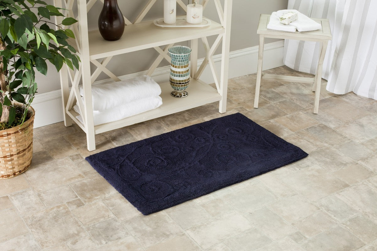 Luxurious Indian Plush Cotton Bath Rug - Soft and Ideal for Bathroom Decor