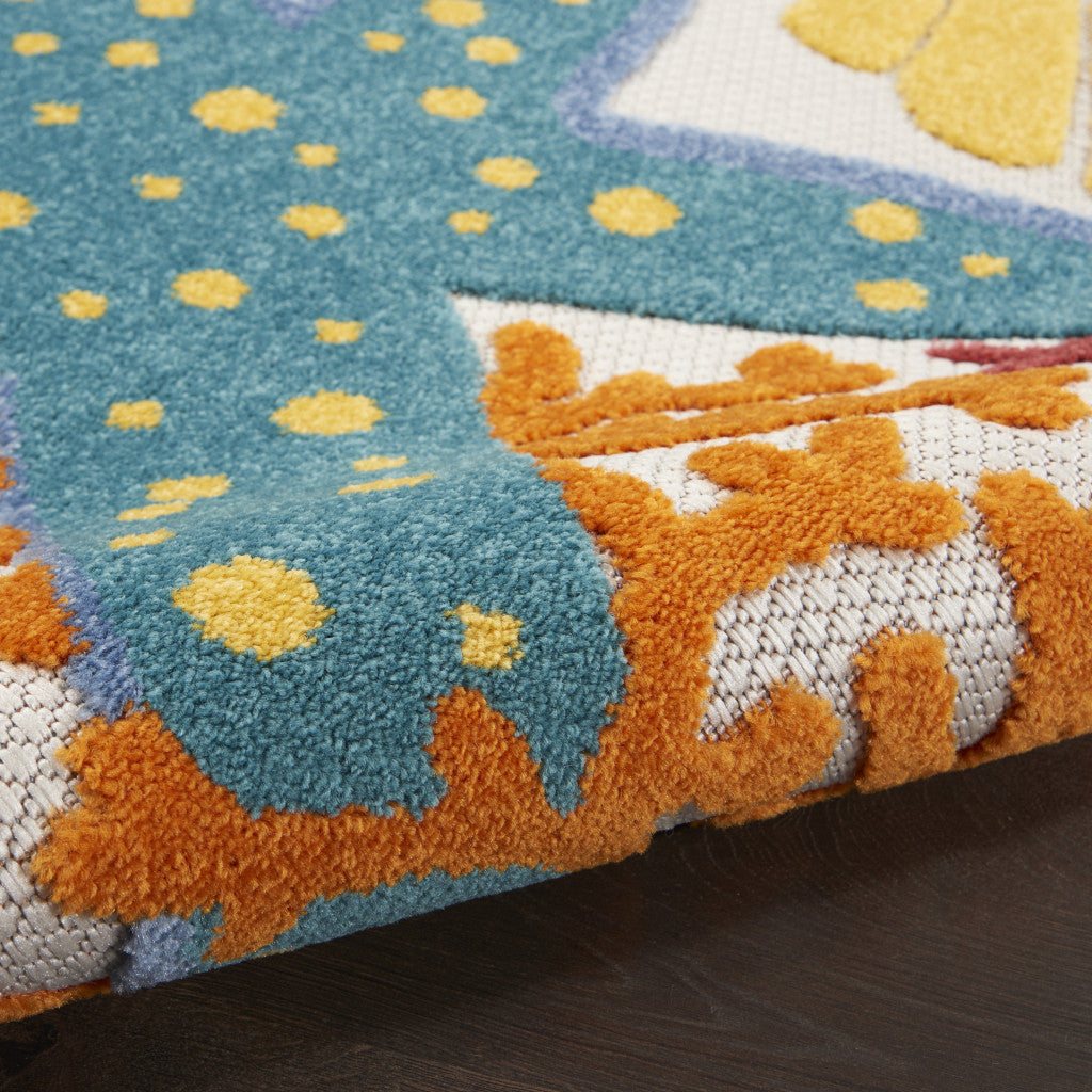 Durable Turkish-Style Indoor Outdoor Area Rug in Stylish Yellow and Ivory