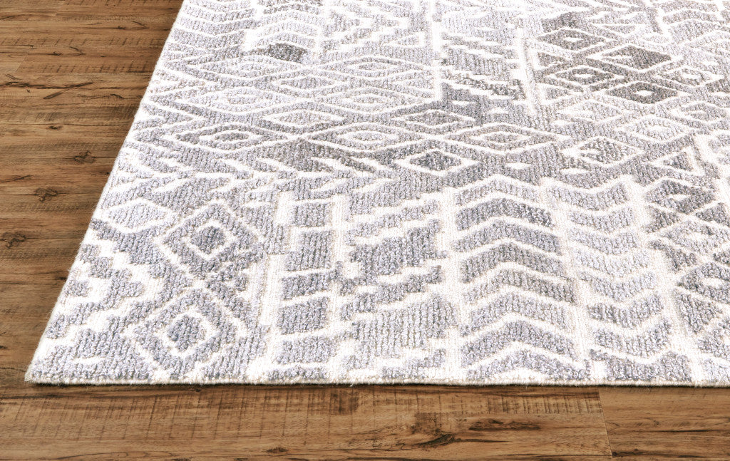 Elegant Hand-Tufted Gray & White Geometric Wool Area Rug for Stylish Homes
