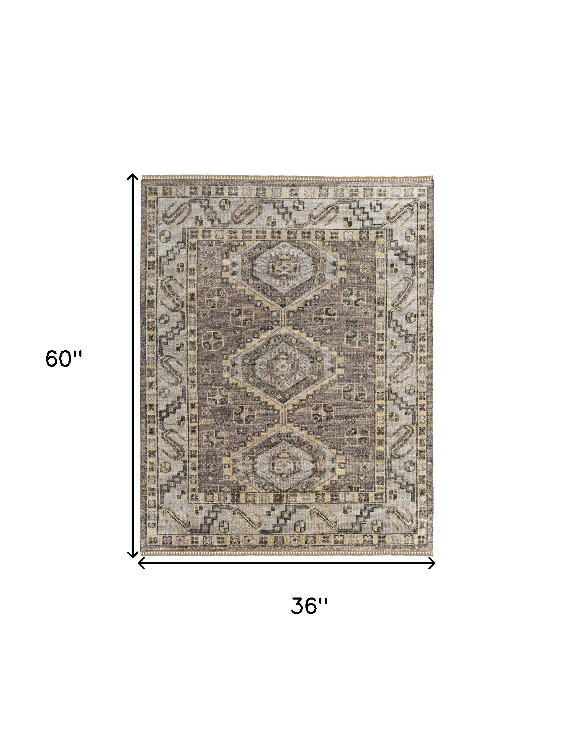 8-Foot Hand-Knotted Wool Runner Rug with Blue and Ivory Geometric Design and Fringe