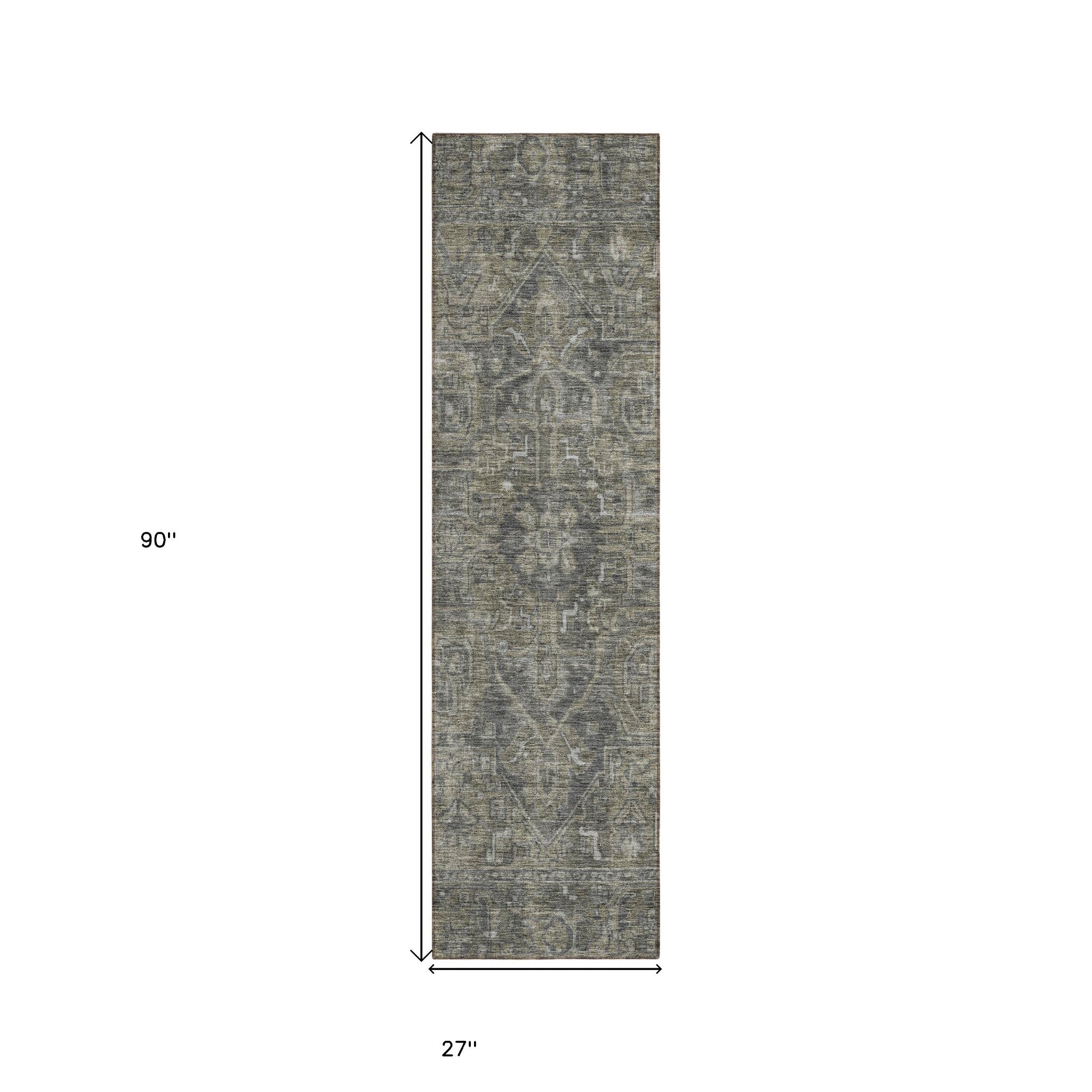Fashionable Stain-Repellent Oriental Round Runner Rug - Anti-Slip for Indoor & Outdoor