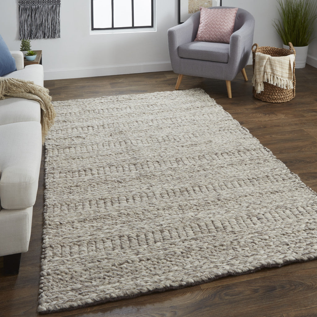 Exquisite Hand - Woven Gray and Ivory Wool Area Rug with Stain - Resistant Feature for Elegant Living Spaces