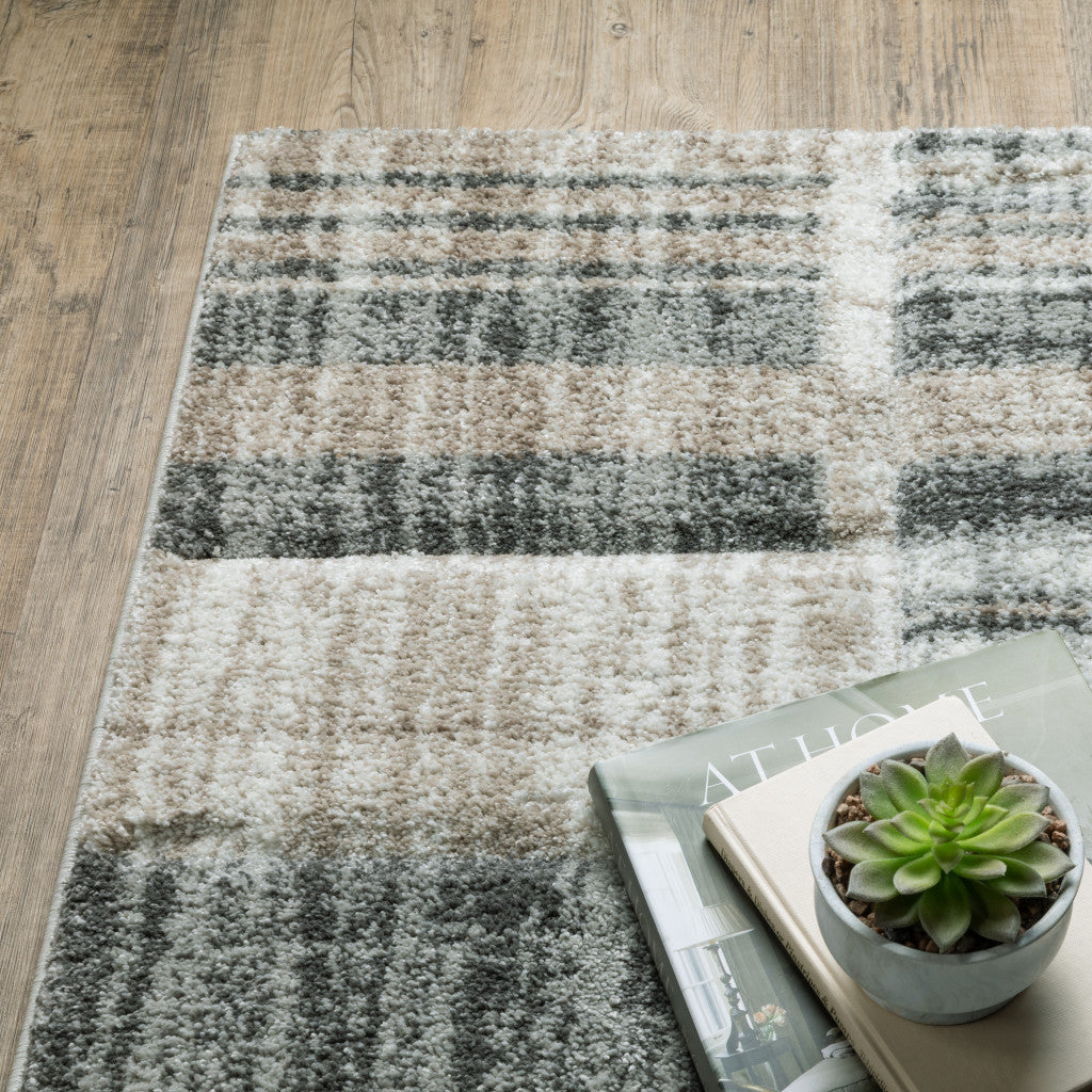 Stain-Resistant Geometric Power Loom Runner Rug for Kids and Pets' Spaces