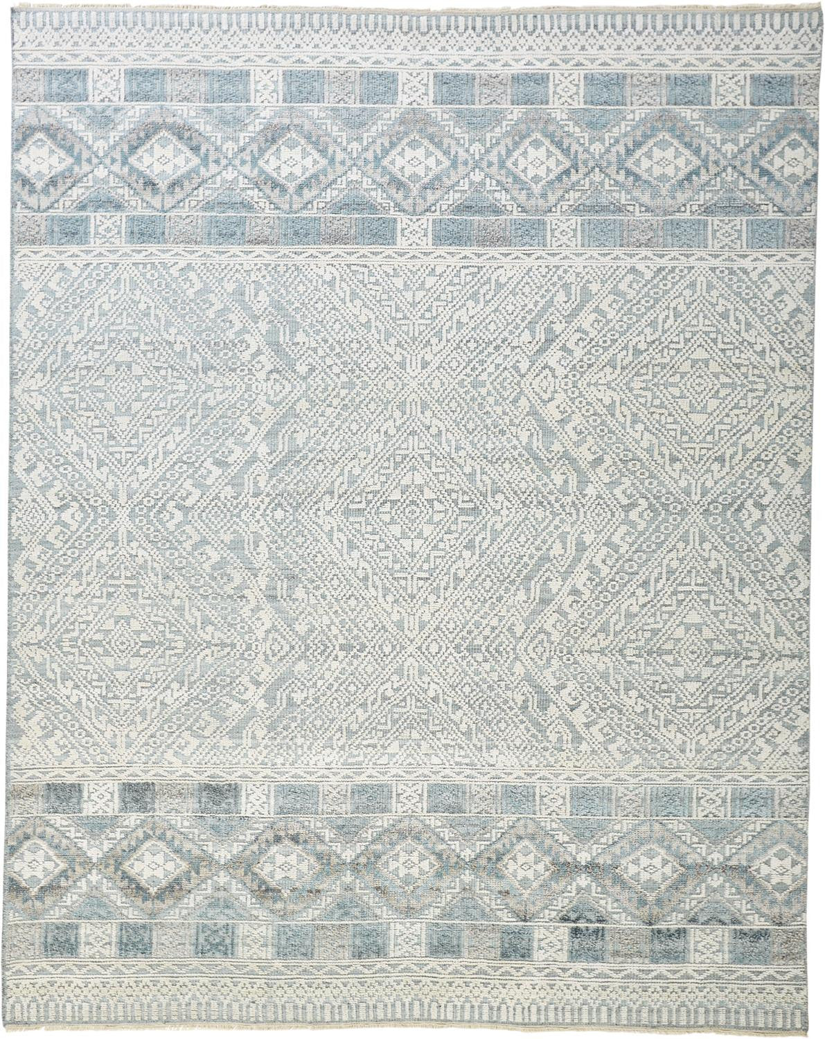 Soft-Color Hand-Knotted Geometric Area Rug for Elegant Home Decor