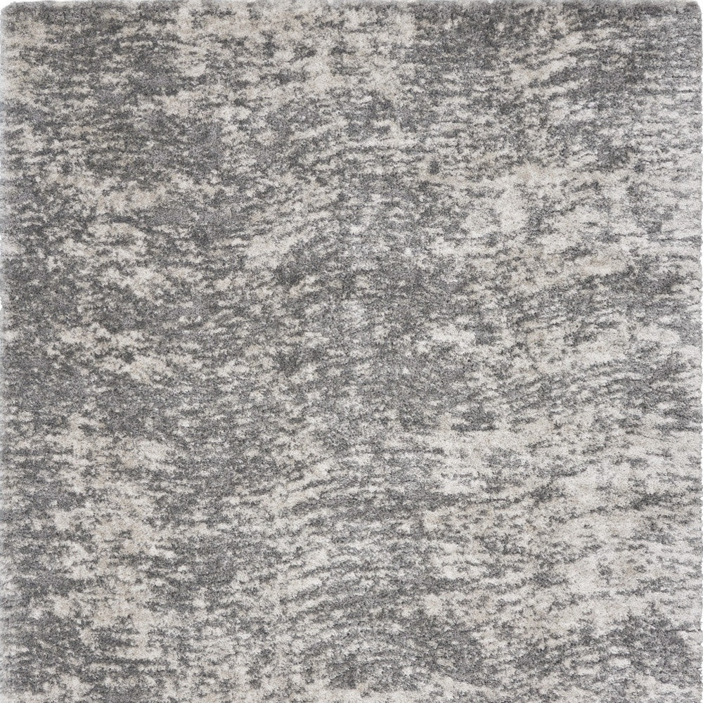 8' x 10' Charcoal and Ivory Abstract Shag Polyester Area Rug for Durable, Stain-Resistant, and Soft Floor Comfort