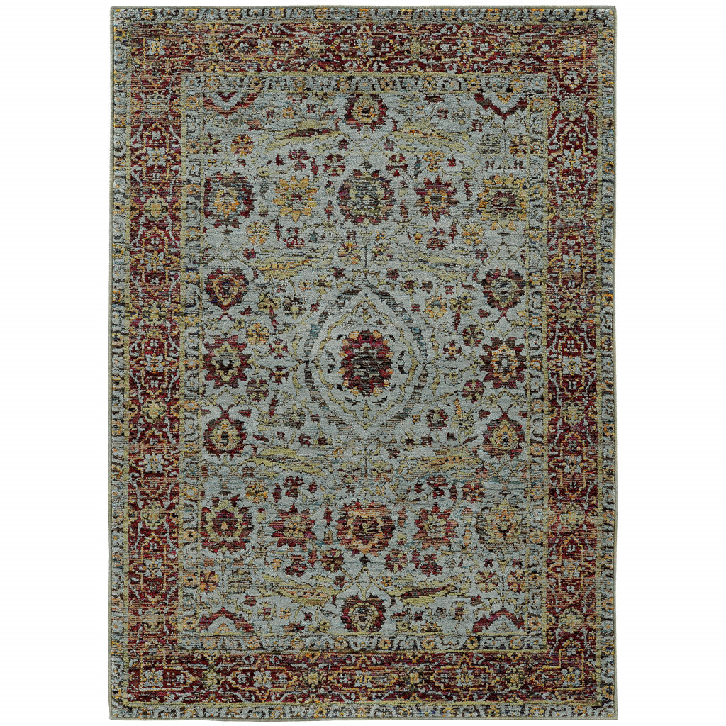 Exquisite Stain - Resistant Blue and Green Oriental Power Loom Area Runner Rug, Ideal for Family Homes with Kids and Pets