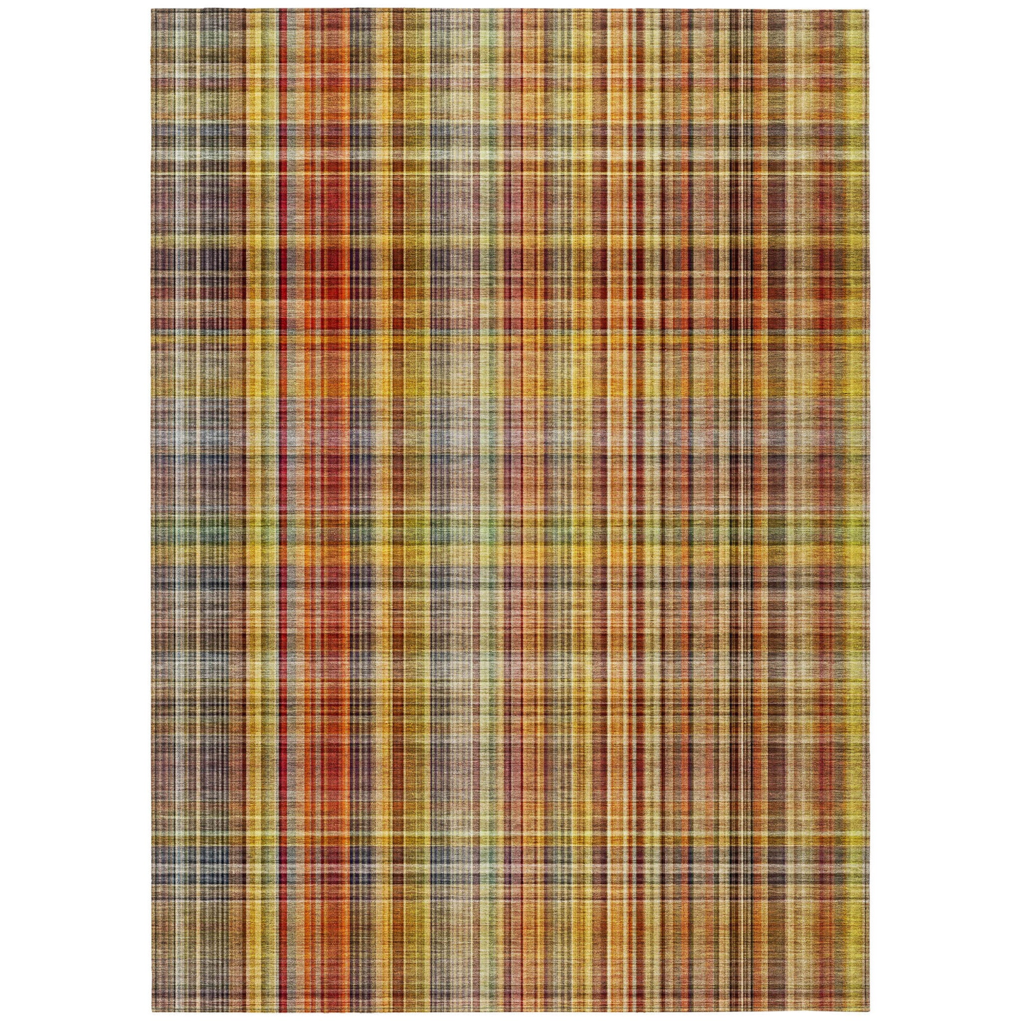 Stylish and Practical Washable Polyester Plaid Indoor-Outdoor Non-Skid and Stain-Resistant Area Rug Ideal for Homes with Pets