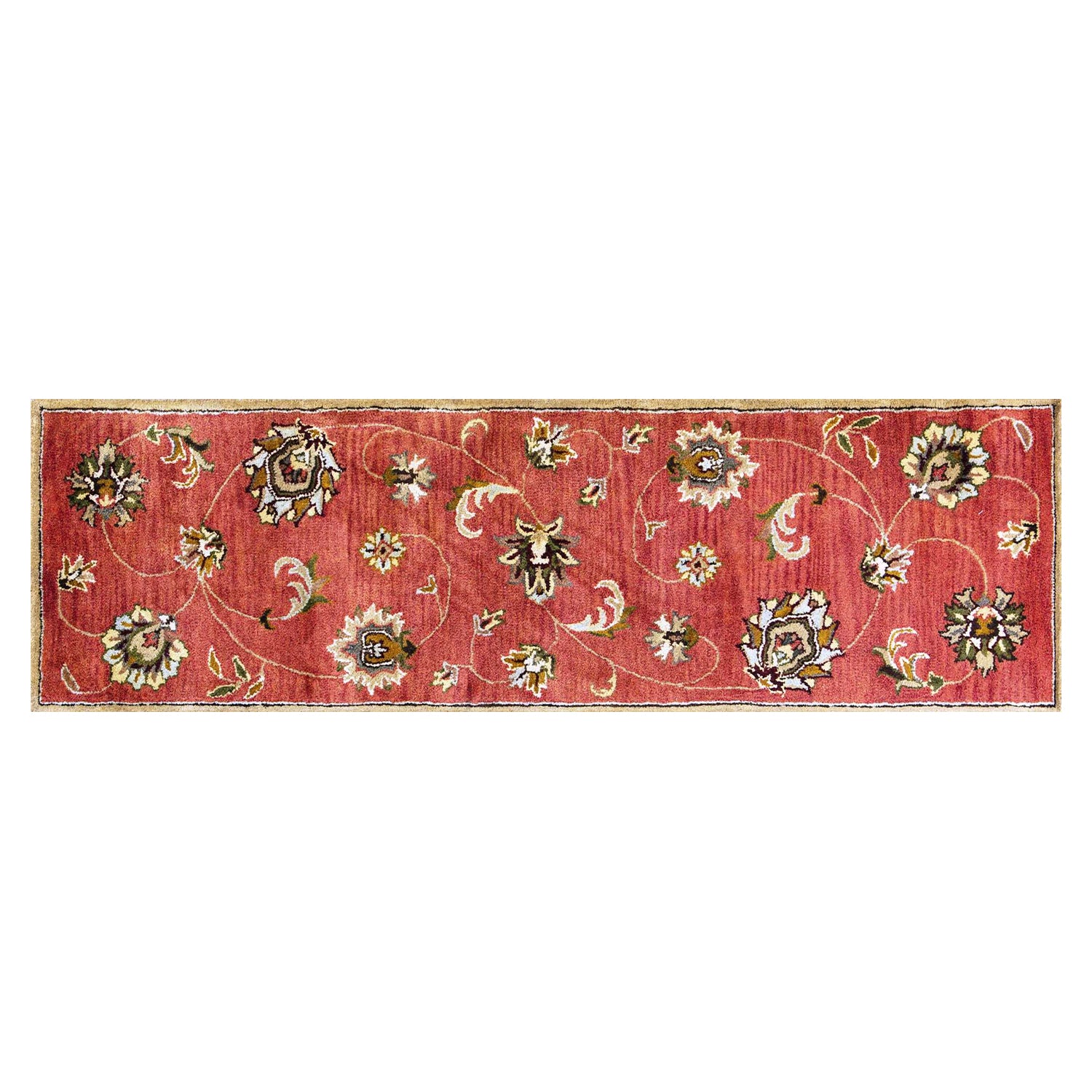 Exquisite Hand-Tufted Wool Floral Medallion Area Rug in Sienna Gold and Green for Elegant Living Spaces