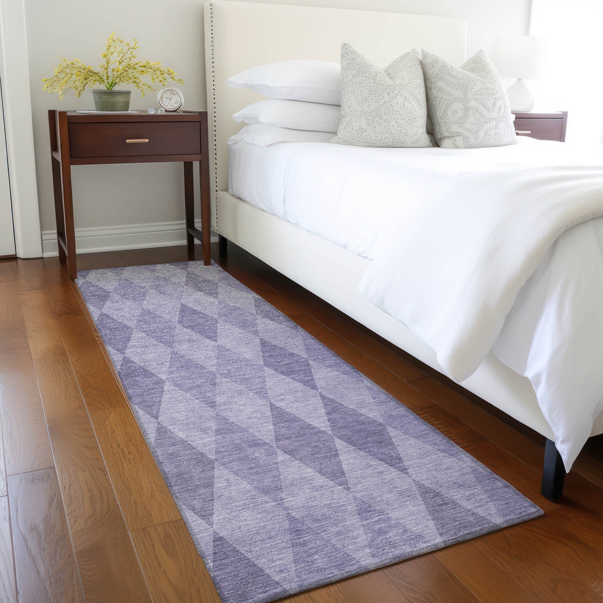 Washable, Stain-Resistant & Non-Skid Geometric Purple Outdoor Runner Rug for Your Space