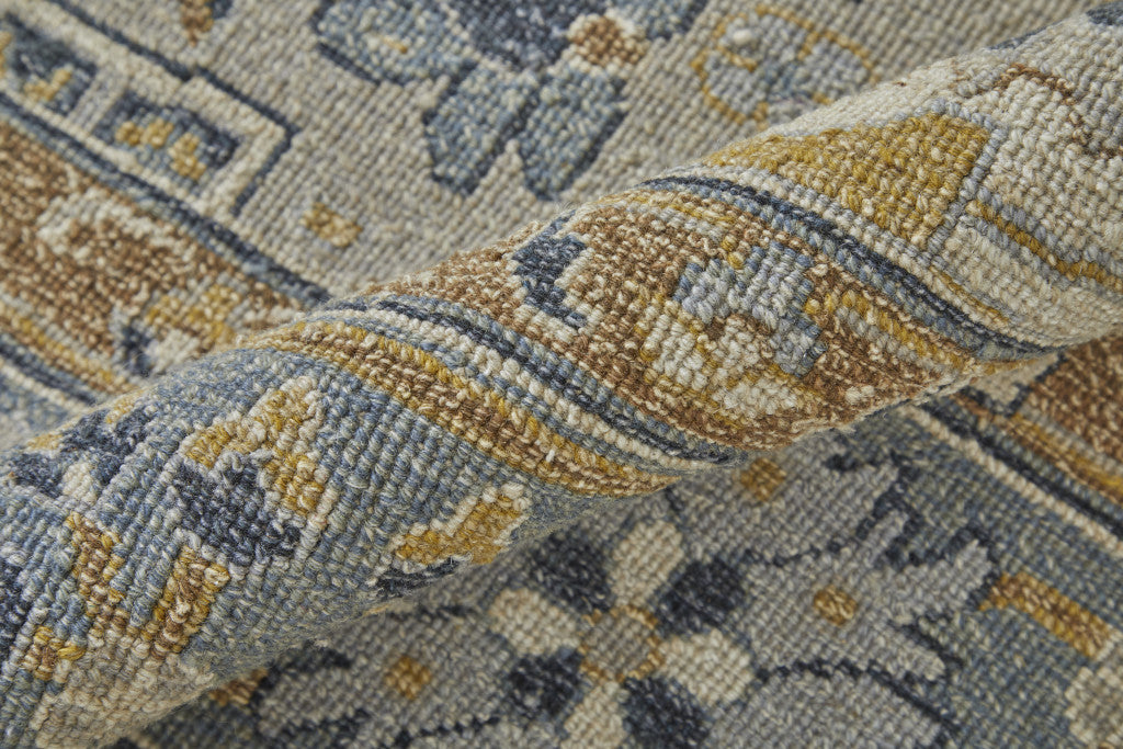 Exquisite Hand - Knotted Wool Oriental Area Rug with Graceful Gray and Brown Color Scheme and Timeless Fringe