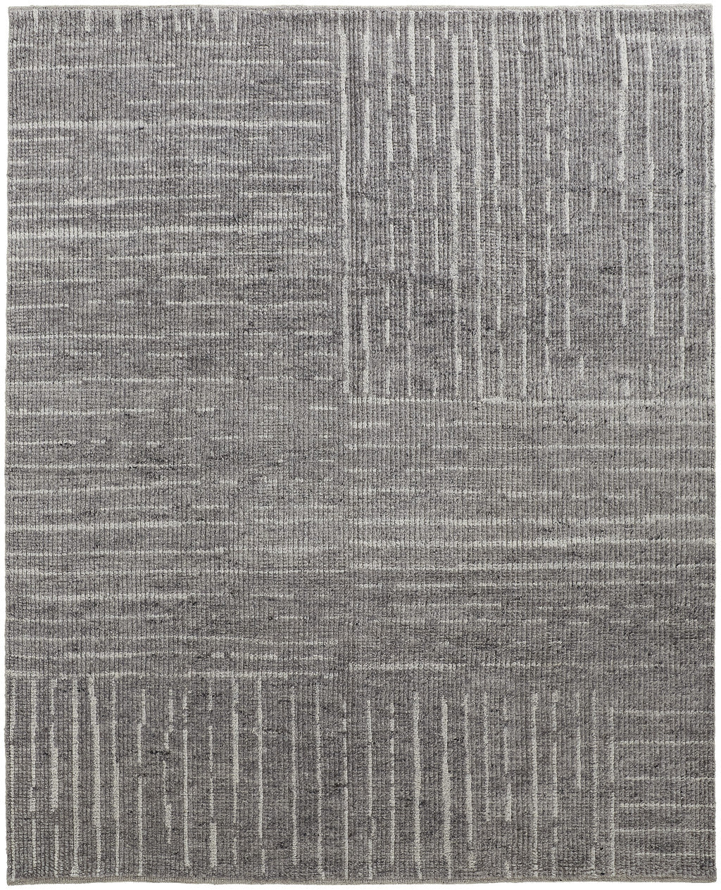 Exquisite Hand-Knotted Wool Area Rug with Elegant Ivory and Gray Checkered Design for Cozy and Stain-Resistant Living Spaces
