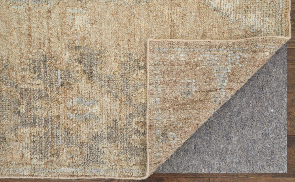 Stylish Tan and Ivory Hand-Knotted Wool Floral Area Rug for Cozy Spaces