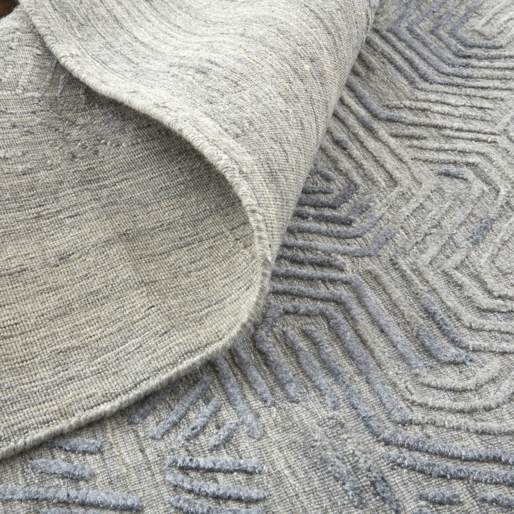Exquisite Hand-Woven Viscose Area Rug with Distinctive Blue and Gray Abstract Pattern to Beautify Your Living Space