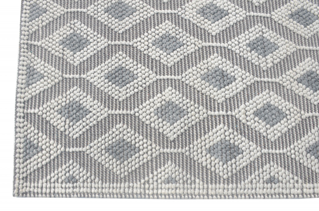 Stylish Handmade Gray and Ivory Geometric Area Rug - Perfect 6' x 9' Design for Elegant Living Spaces