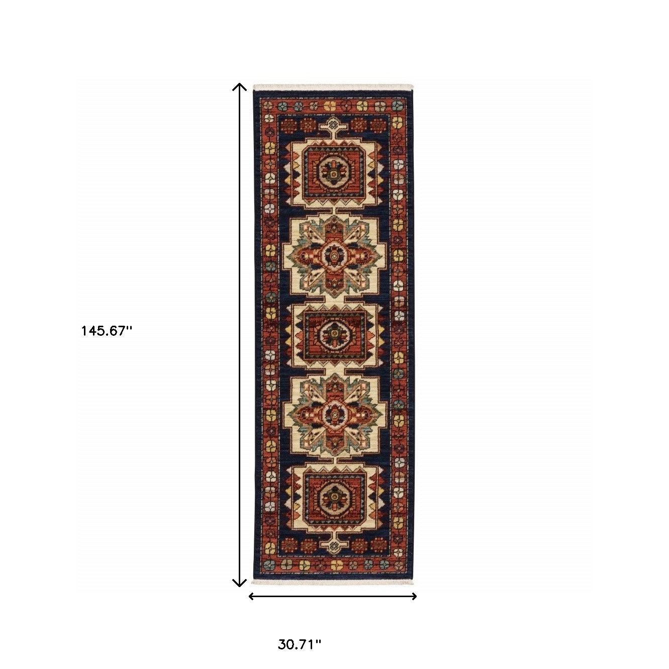Durable, Stain-Resistant Vintage Oriental Scatter Rug in Vibrant Red and Blue