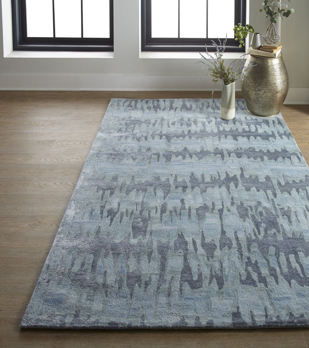 Dryden Handmade Low-Pile Abstract Area Rug Crafted from Viscose and Wool - Bring Organic and Elegant Style to Your Living Space