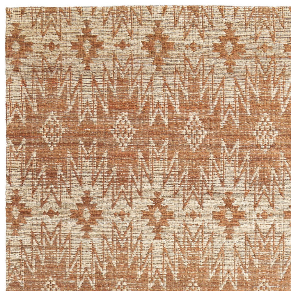 Artisan Hand-Woven Orange and Tan Geometric Area Rug for Cozy Homes