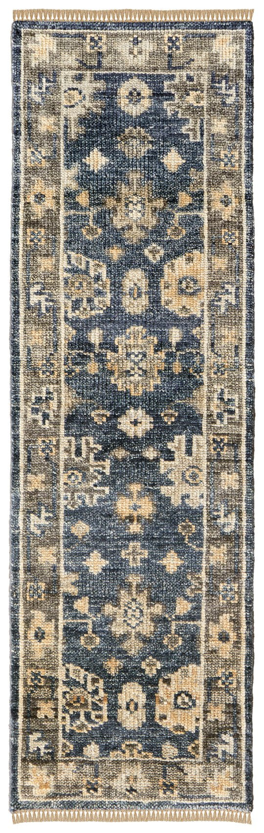 Fillmore Handmade Wool Rug - Traditional Floral Design in Rich Blue and Gray Tones