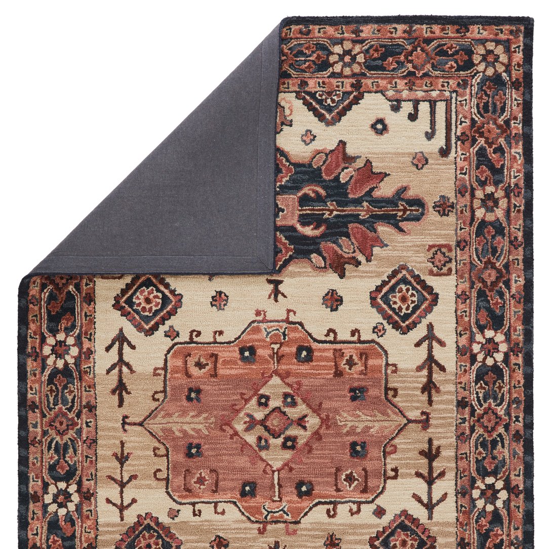 Indoor Cardamom Idina COM09 Handmade 100% Wool Tufted Traditional Medallion-Style Area Rug