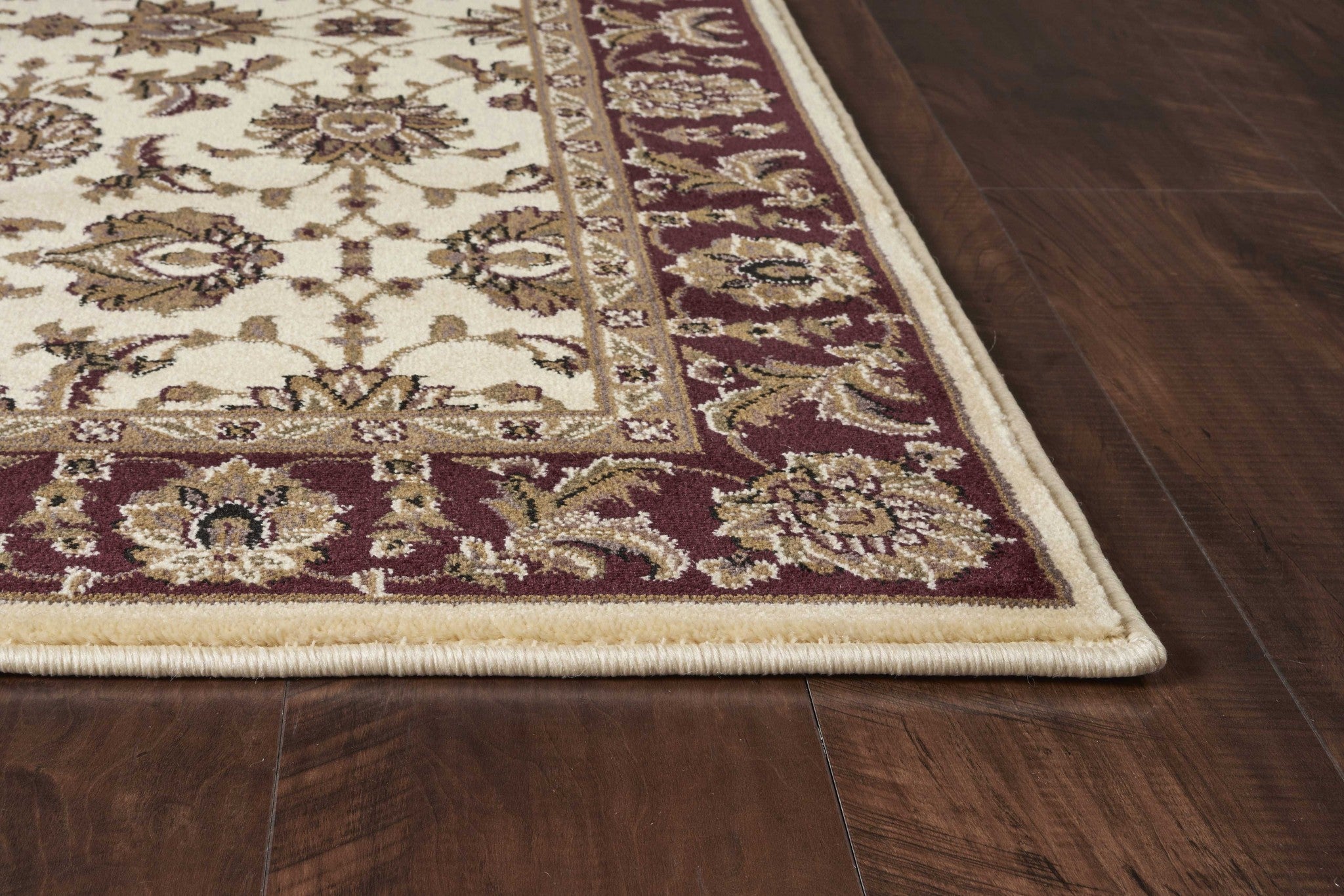 Exquisite Ivory and Red Geometric Octagon Floral Vines Area Rug - High - Quality and Stunning Artistry for Modern Residential Spaces