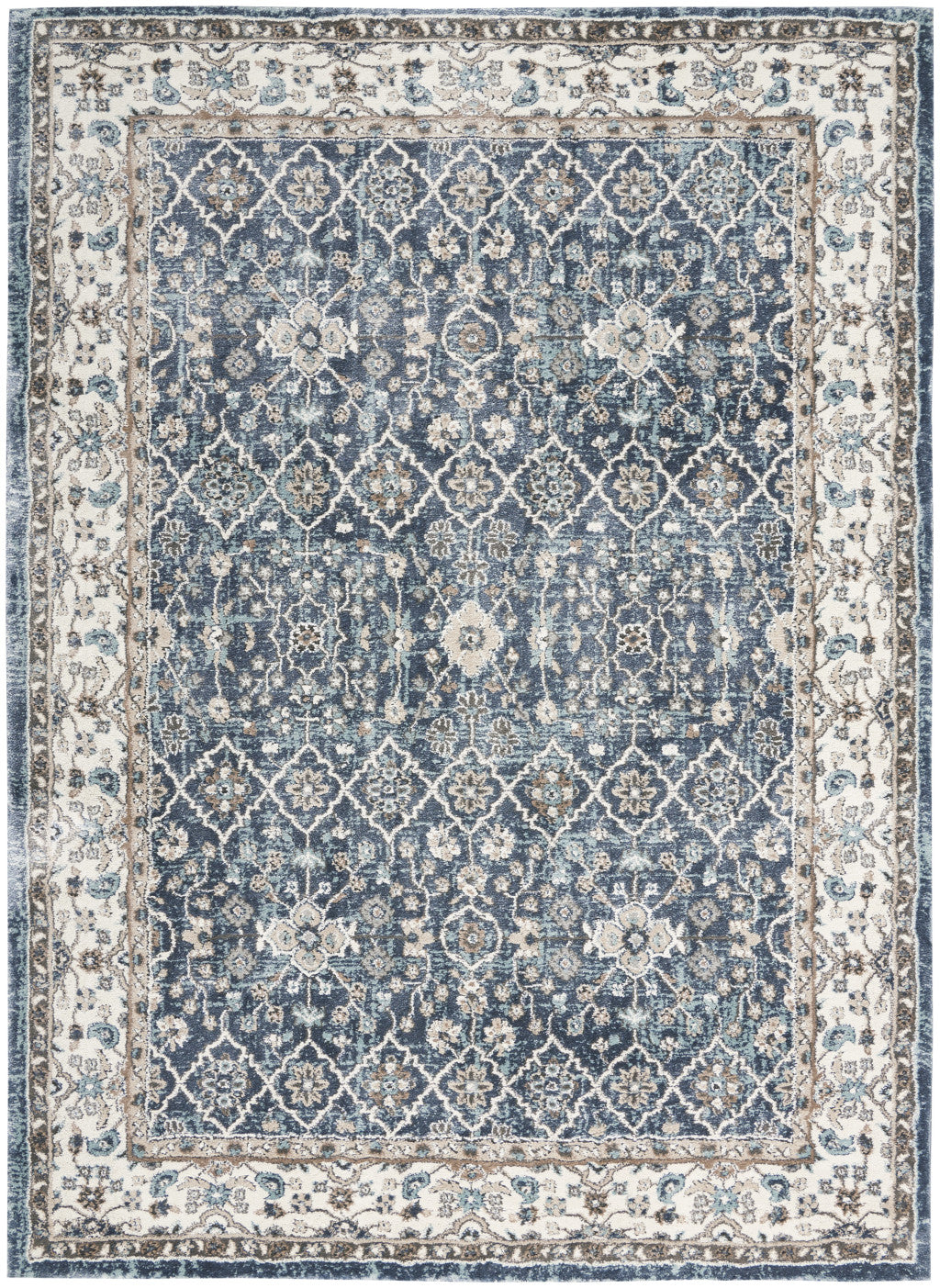 Cozy 4' x 6' Blue Floral Power Loomed Rectangle Area Rug for Stylish Home Decor