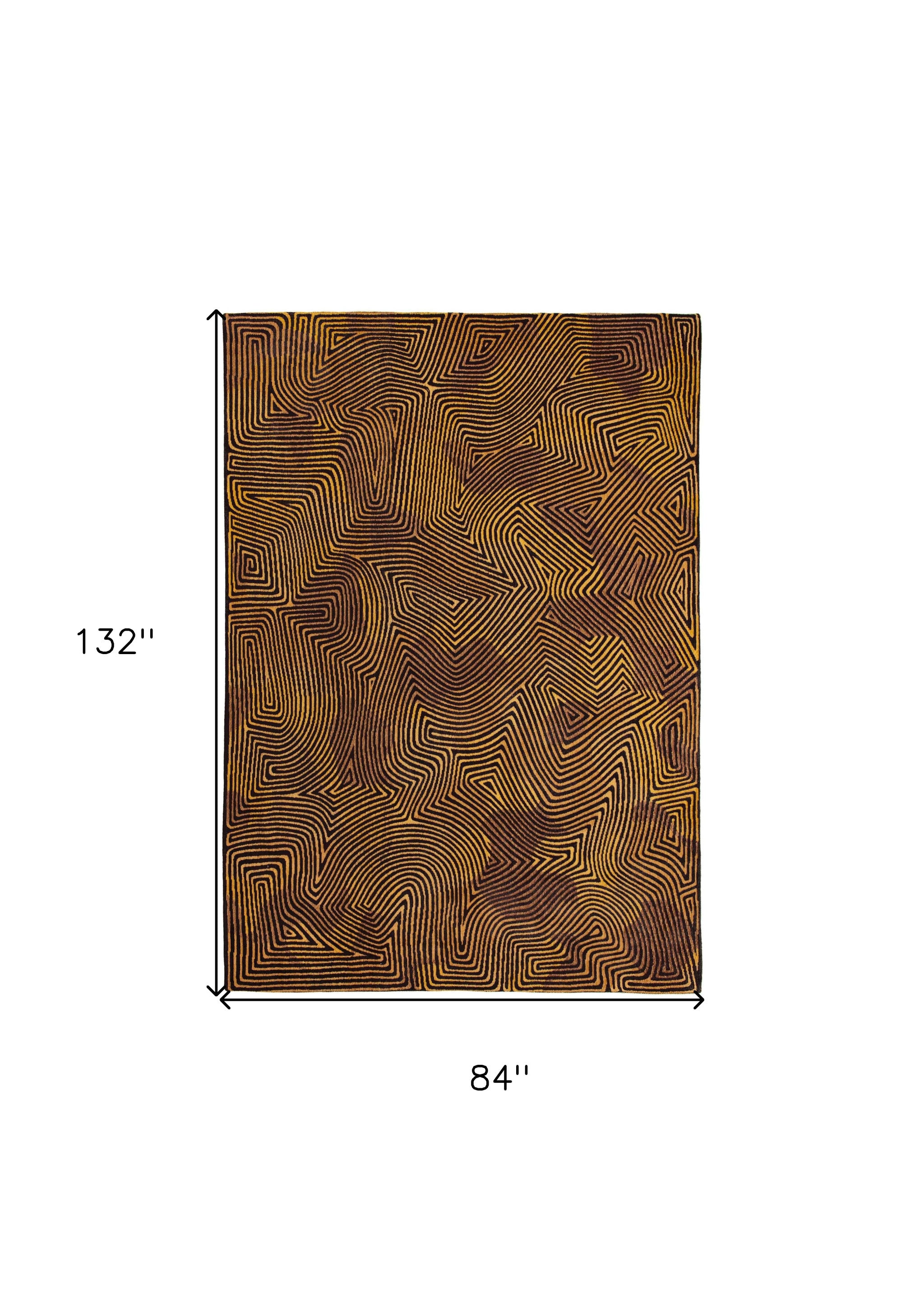 Gorgeous 8' x 11' Black and Gold Modern Abstract Non-Slip Area Rug for Stylish Home Decor