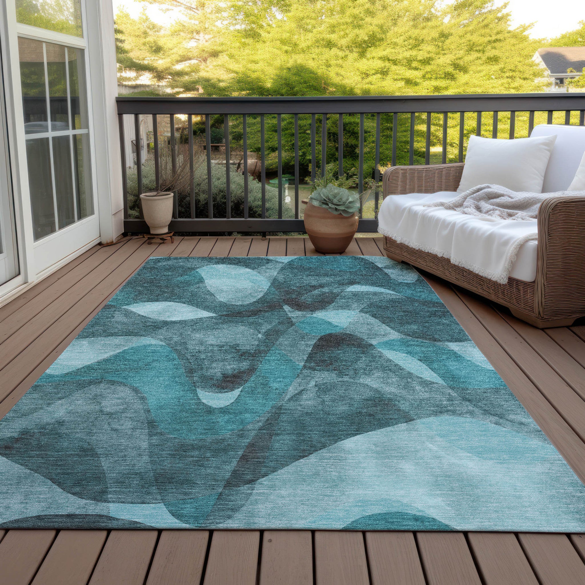 Modern Abstract Washable Non-Skid Purple Runner Rug for Indoor & Outdoor Use