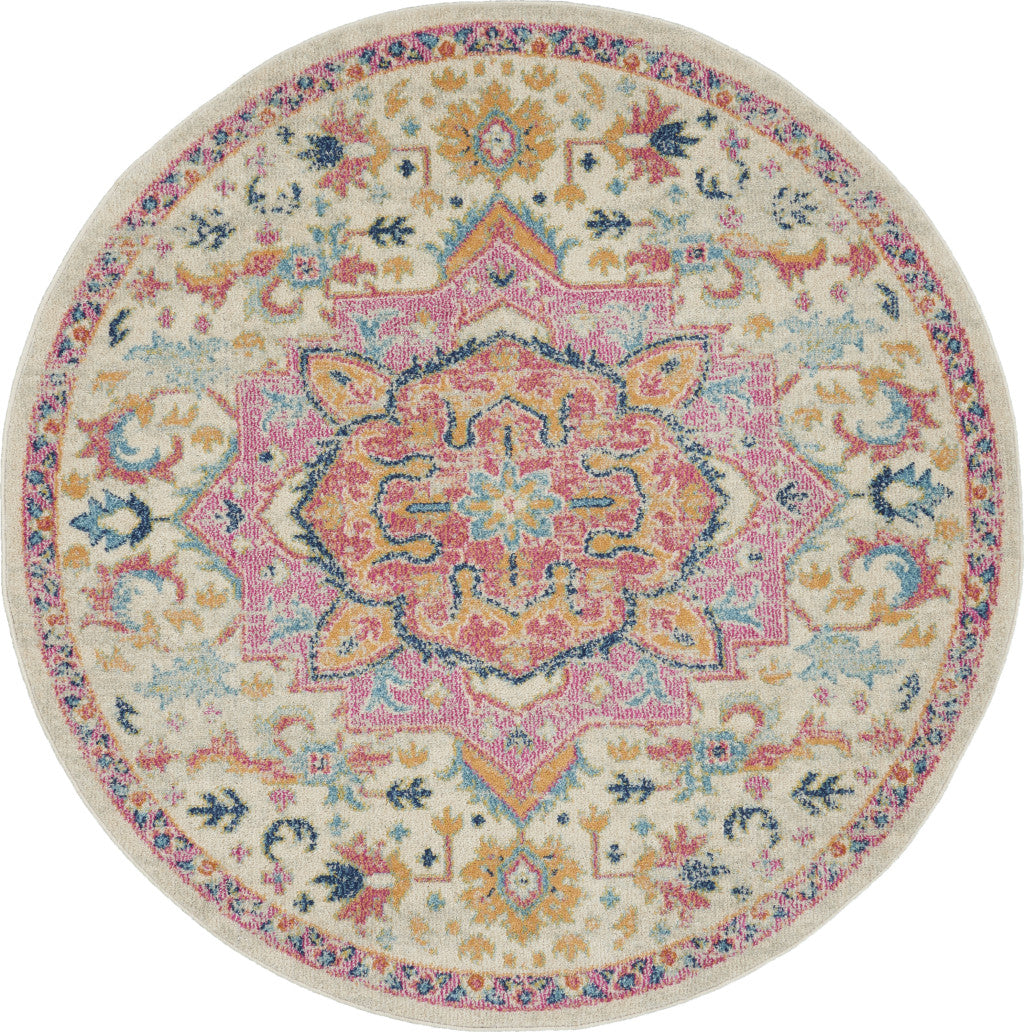 Stylish and Durable Southwestern Pink & Ivory Dhurrie Area Rug for Any Living Space