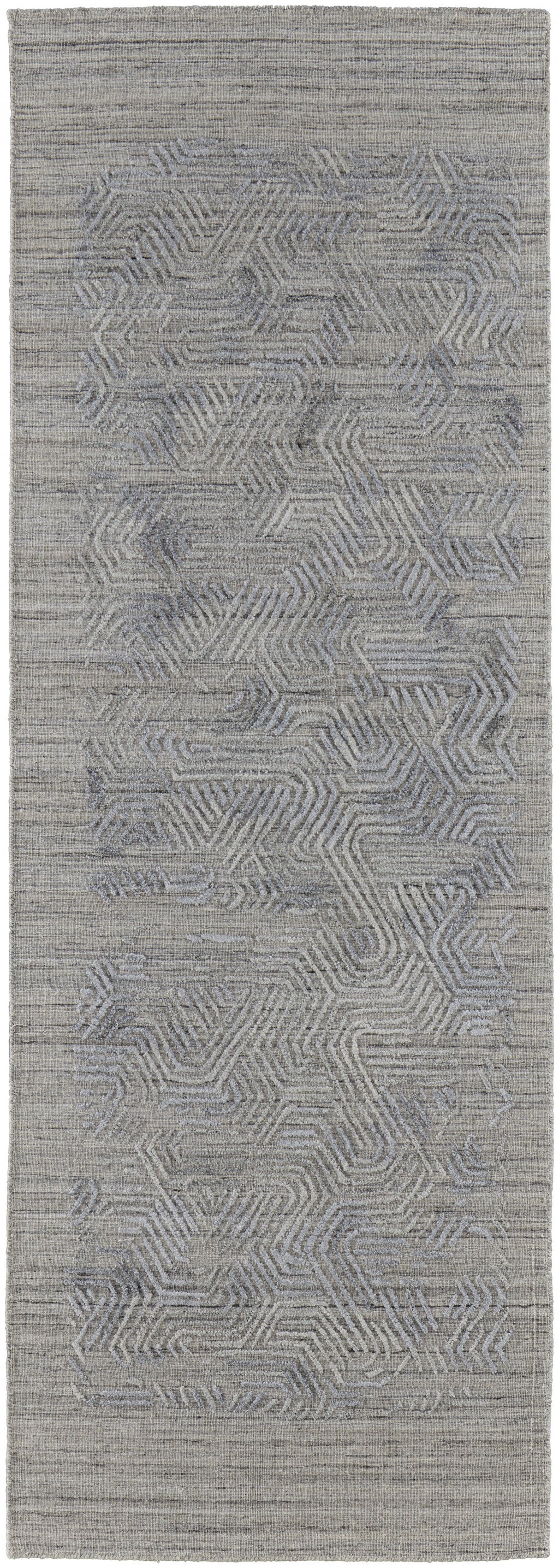 Exquisite Hand-Woven Viscose Area Rug with Distinctive Blue and Gray Abstract Pattern to Beautify Your Living Space