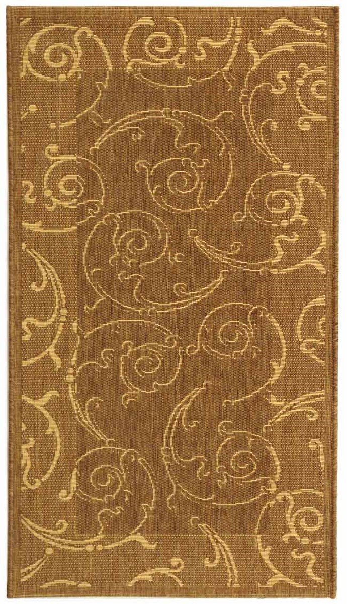Stylish Courtyard Decor - Luxurious Power Loomed Indoor and Outdoor Area Rug Featuring an Elegant Vine Scroll Pattern