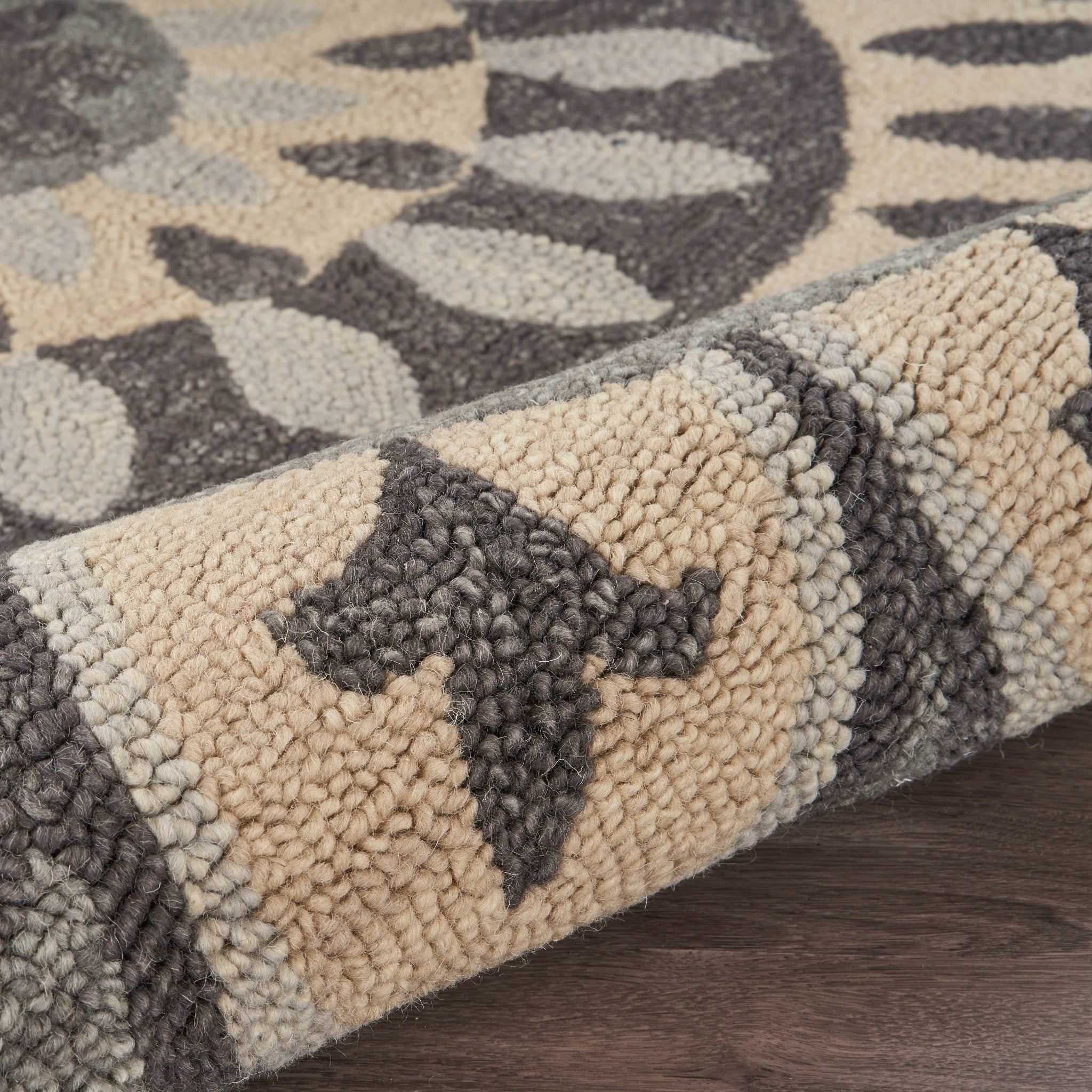 Handmade Gray Round Floral Geometric Area Rug - Durable, Stylish for Any Room