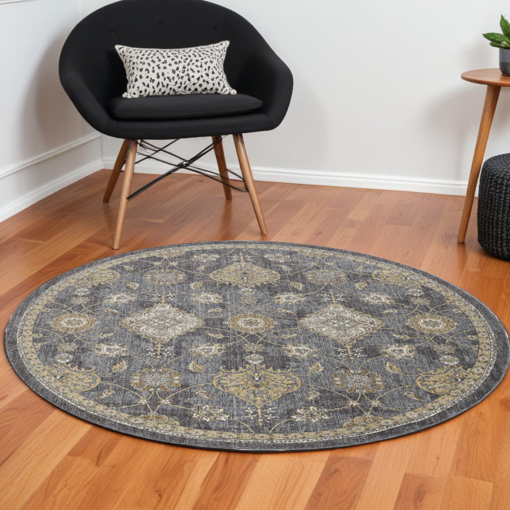 Exquisite Gray Wool Medallion Area Rug with Elegant Rectangle Design for Cozy and Comfortable Home Decor