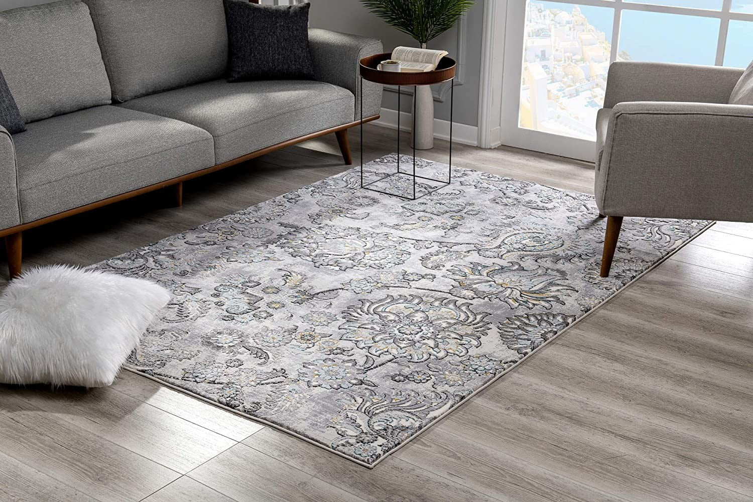 Elegant Gray Modern Jacobean Floral Area Rug - A Luxurious and Stylish Addition for Your Home Interior
