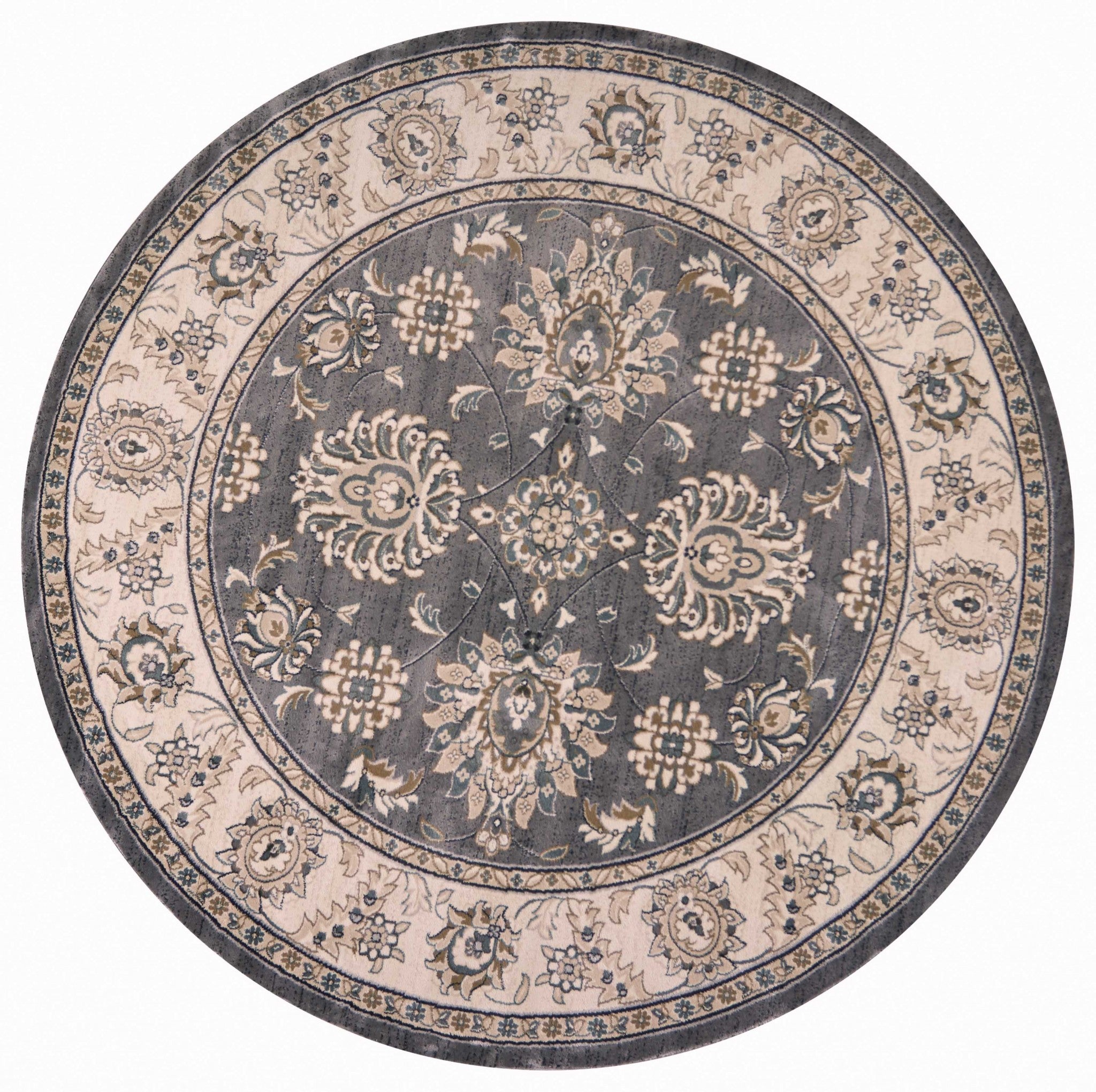 High - Quality Turkish Modern Grey/Ivory Kashan Area Rug for Elegant Homes