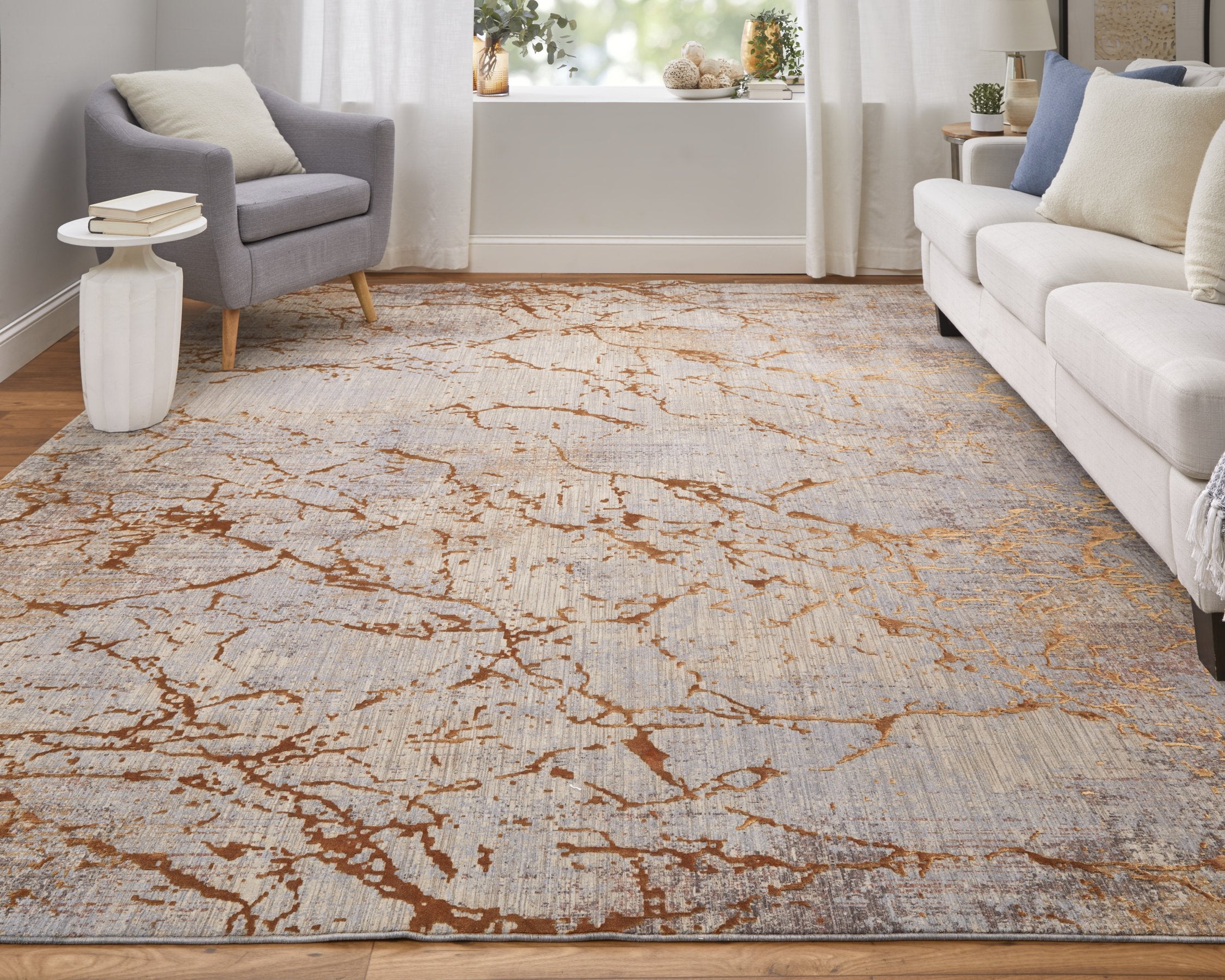 Pryor Modern and Versatile Luxury Abstract High-Low Pile Floor Rug in Earthy and Vibrant Color Tones