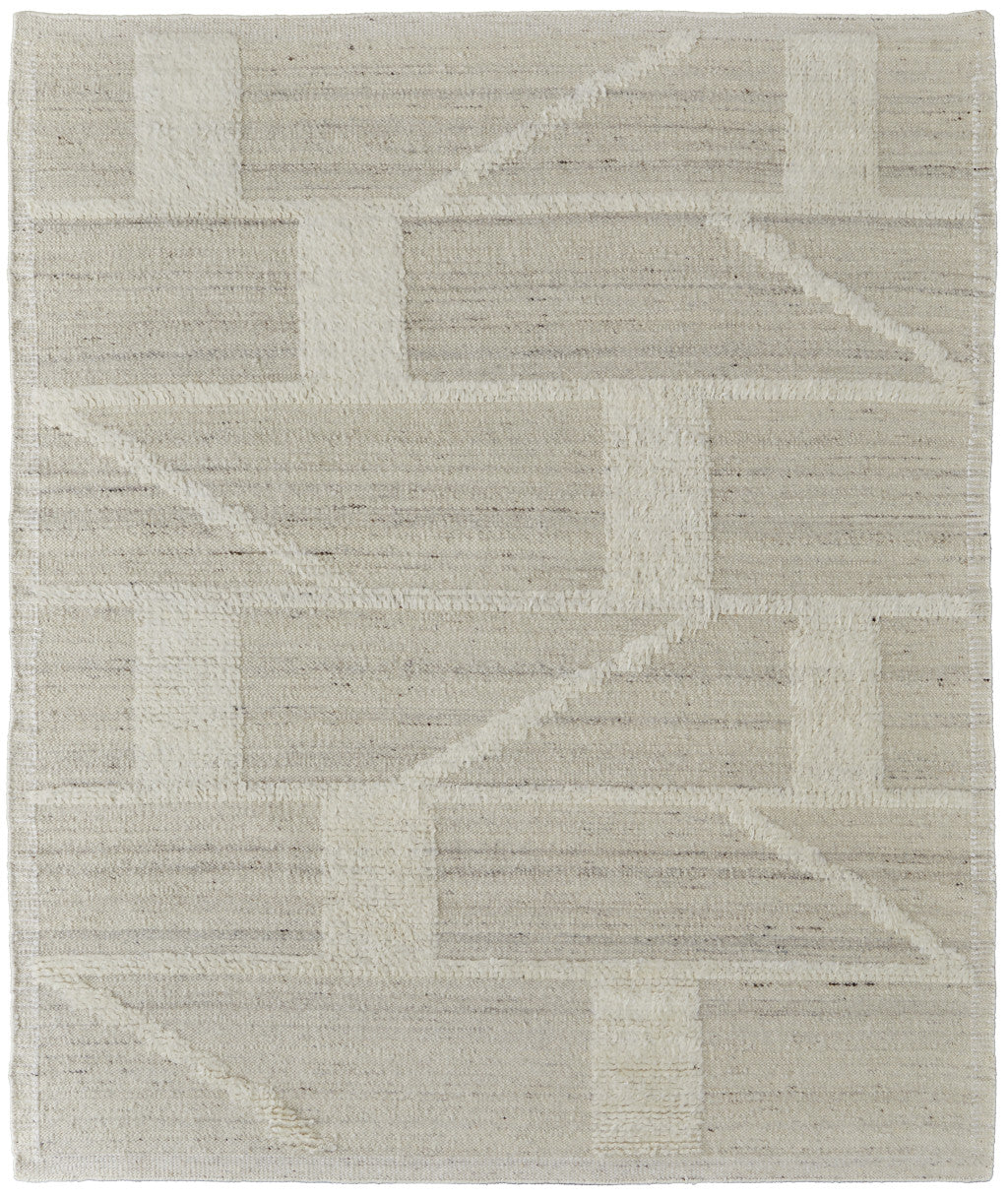 Exquisite Hand-Woven Tan and Ivory Geometric Area Rug for Cozy Living Spaces