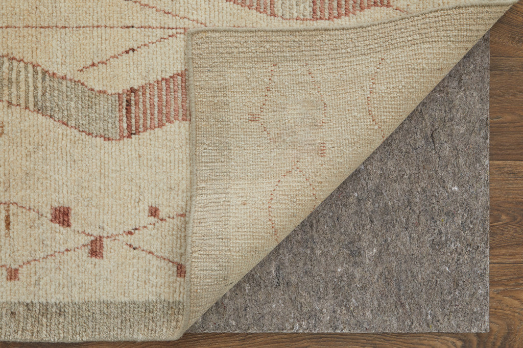 Red Hand-Knotted Wool Geometric Area Rug - Stain-Resistant for Stylish Homes
