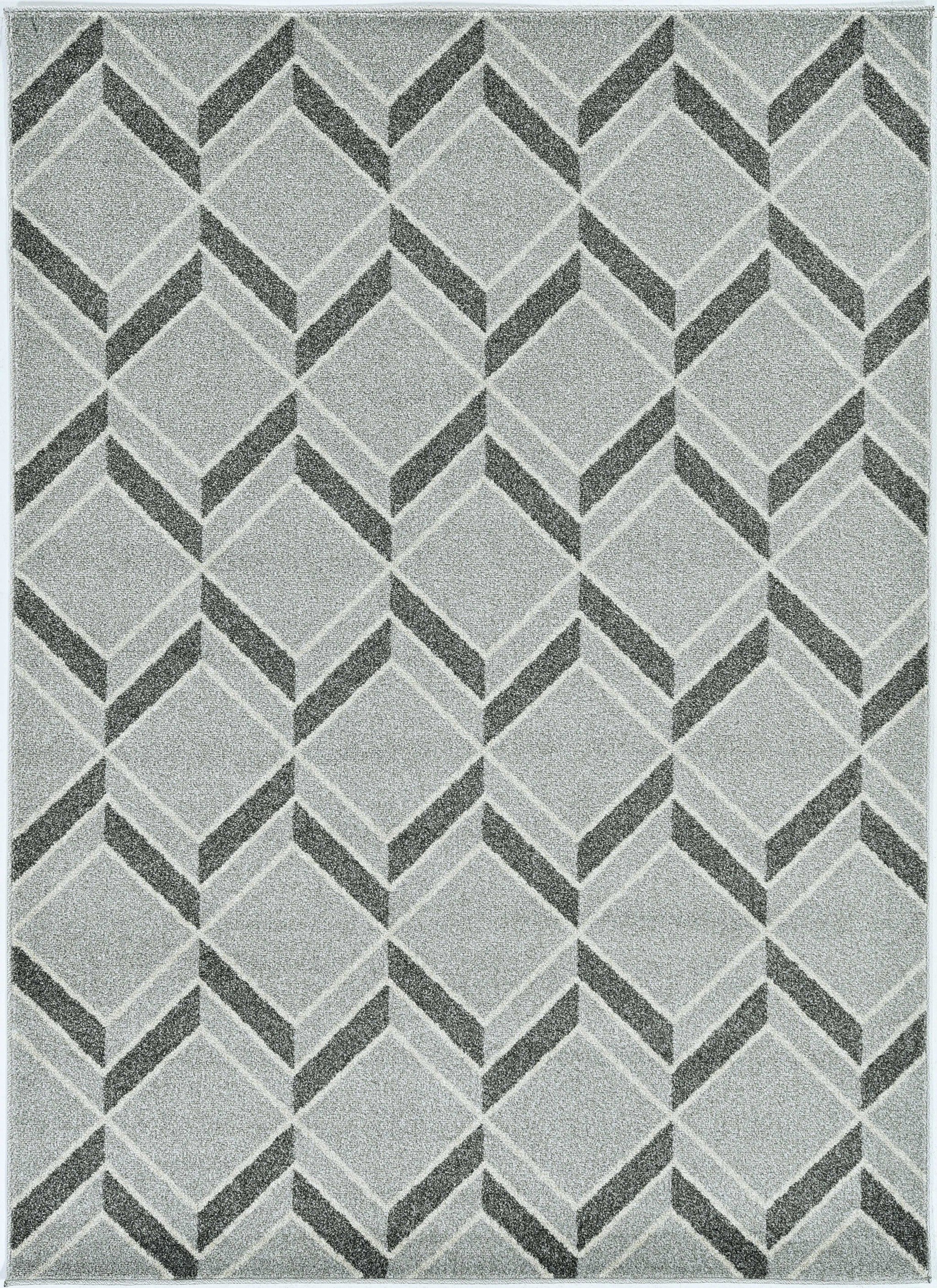 Stylish Gray Geometric Outdoor & Indoor Area Rug, 63 x 91 Inches
