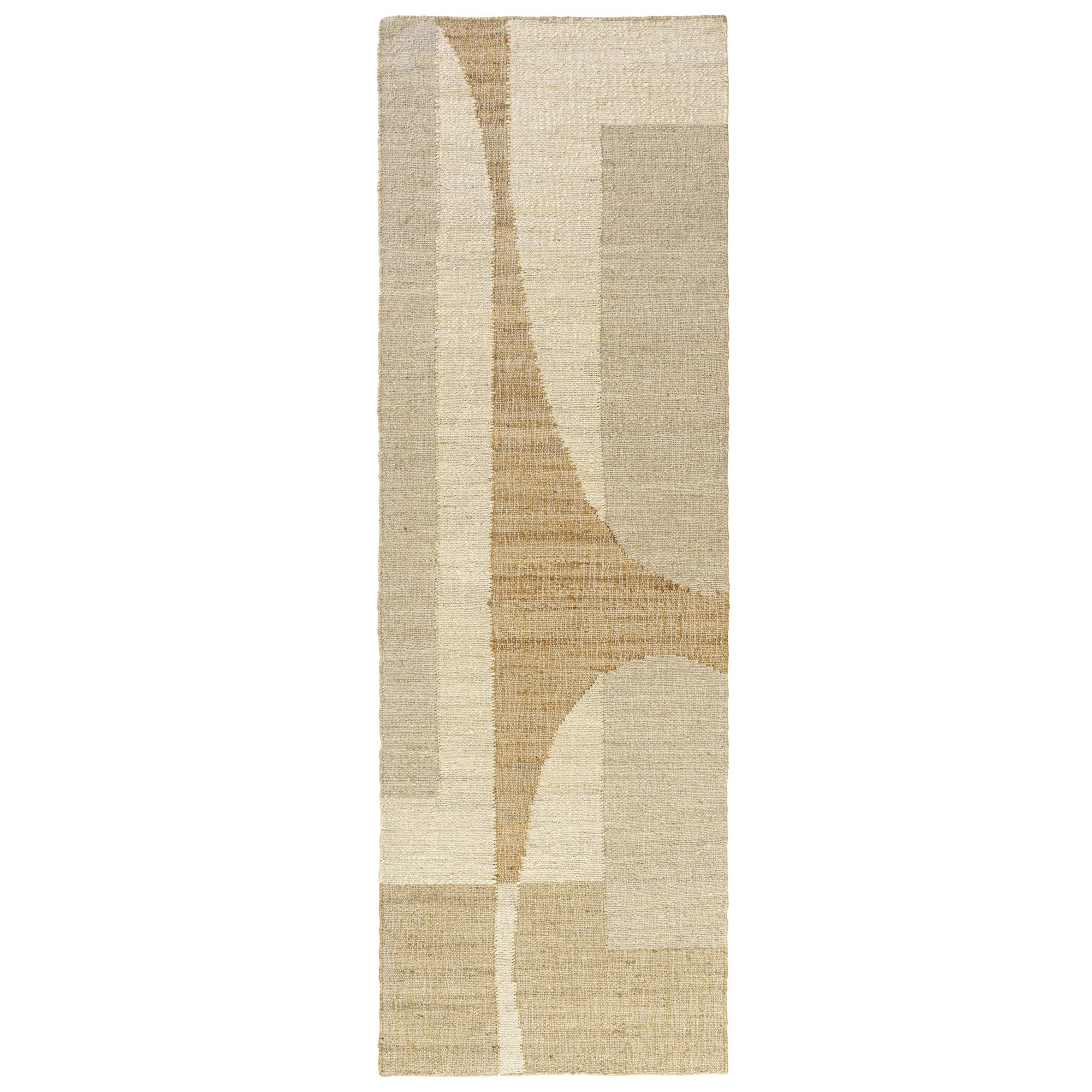 Exquisite Hand-Woven 8-Foot Natural and Ivory Abstract Jute Runner Area Rug for Elegant Home Decor